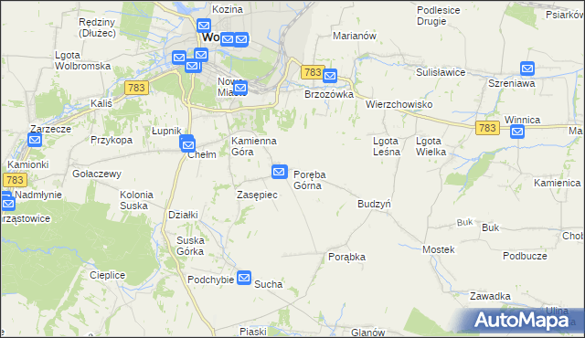 mapa Poręba Górna, Poręba Górna na mapie Targeo