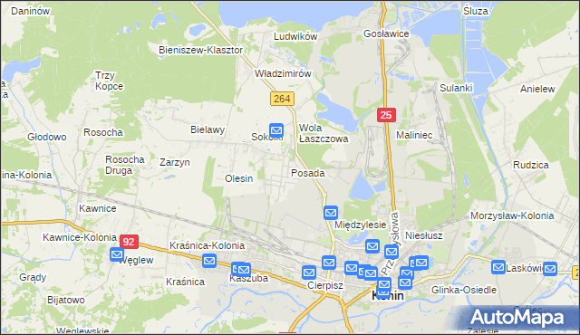 mapa Posada gmina Kazimierz Biskupi, Posada gmina Kazimierz Biskupi na mapie Targeo