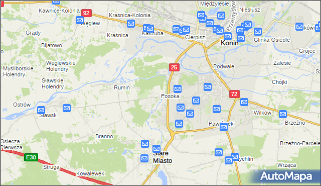 mapa Posoka gmina Stare Miasto, Posoka gmina Stare Miasto na mapie Targeo