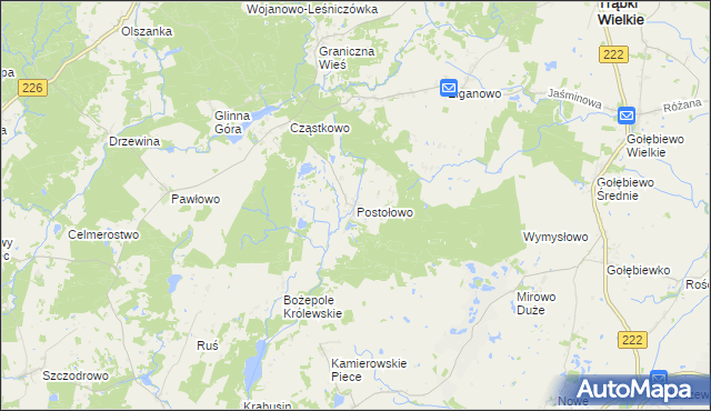 mapa Postołowo gmina Trąbki Wielkie, Postołowo gmina Trąbki Wielkie na mapie Targeo