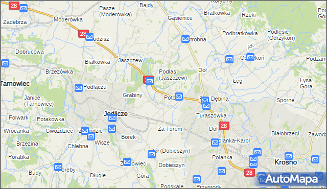 mapa Potok gmina Jedlicze, Potok gmina Jedlicze na mapie Targeo