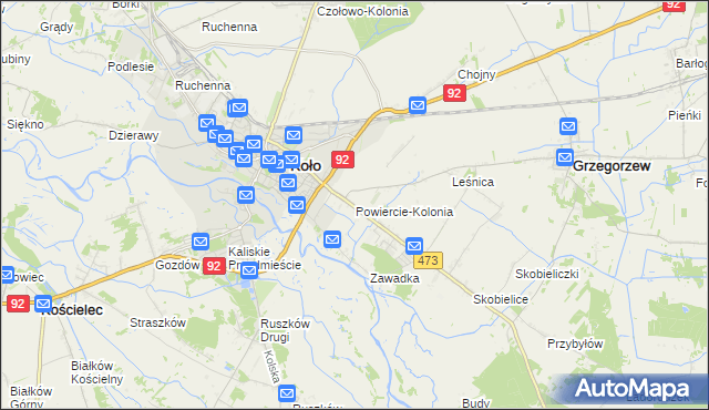 mapa Powiercie-Kolonia, Powiercie-Kolonia na mapie Targeo