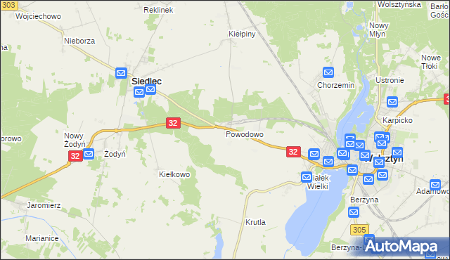 mapa Powodowo gmina Wolsztyn, Powodowo gmina Wolsztyn na mapie Targeo