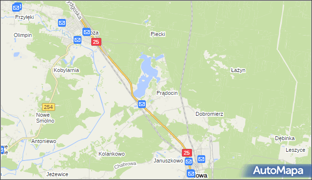 mapa Prądocin gmina Nowa Wieś Wielka, Prądocin gmina Nowa Wieś Wielka na mapie Targeo