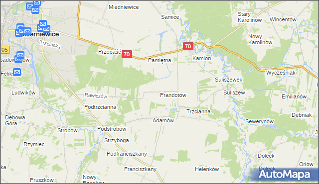 mapa Prandotów, Prandotów na mapie Targeo