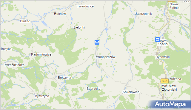 mapa Proboszczów, Proboszczów na mapie Targeo
