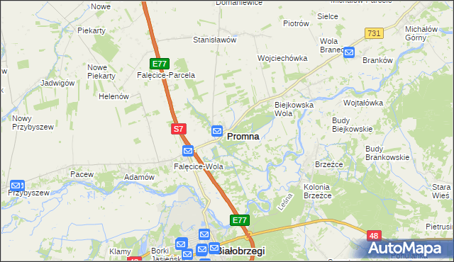 mapa Promna, Promna na mapie Targeo