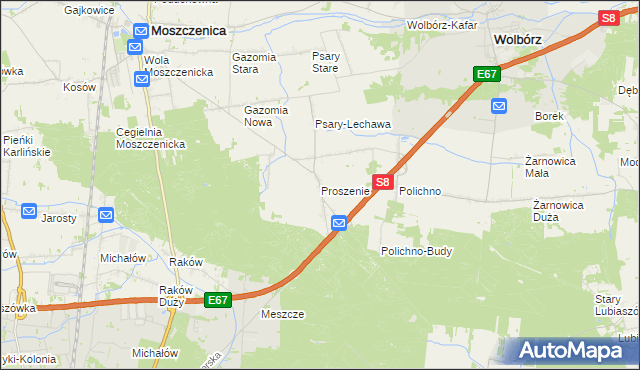 mapa Proszenie, Proszenie na mapie Targeo