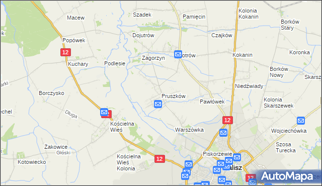mapa Pruszków gmina Blizanów, Pruszków gmina Blizanów na mapie Targeo