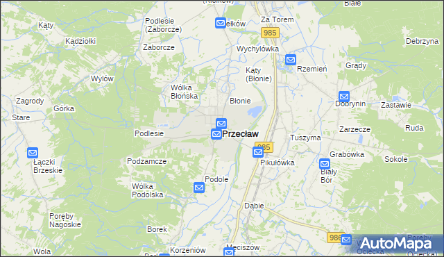 mapa Przecław powiat mielecki, Przecław powiat mielecki na mapie Targeo