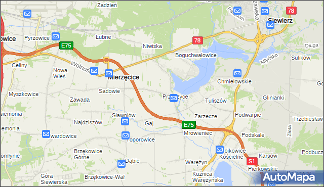 mapa Przeczyce, Przeczyce na mapie Targeo