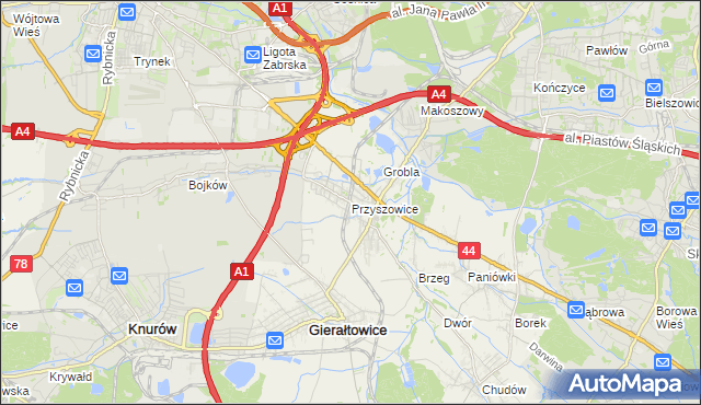 mapa Przyszowice, Przyszowice na mapie Targeo