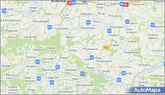 mapa Przytkowice, Przytkowice na mapie Targeo