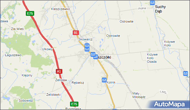 mapa Pszczółki powiat gdański, Pszczółki powiat gdański na mapie Targeo