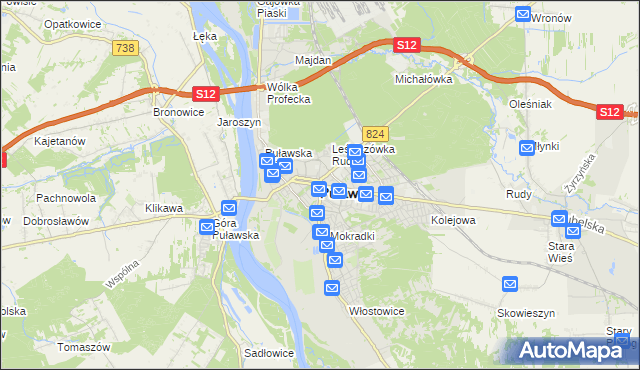 mapa Puław, Puławy na mapie Targeo