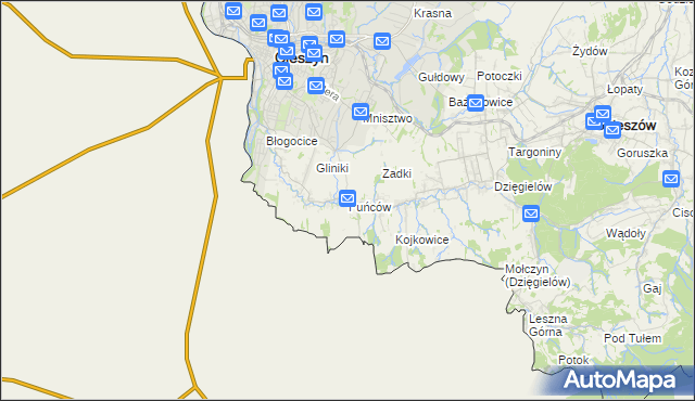 mapa Puńców, Puńców na mapie Targeo