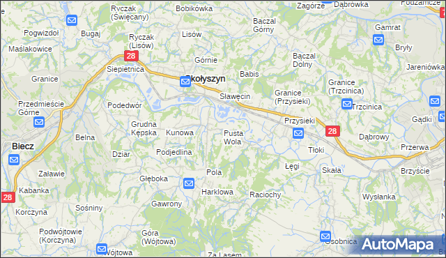 mapa Pusta Wola, Pusta Wola na mapie Targeo