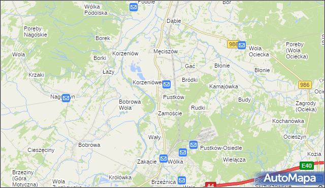 mapa Pustków gmina Dębica, Pustków gmina Dębica na mapie Targeo