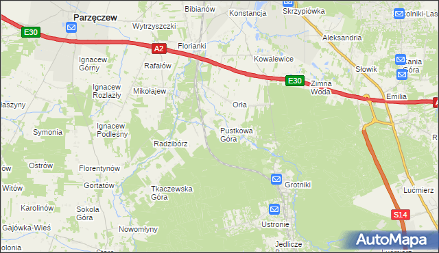 mapa Pustkowa Góra, Pustkowa Góra na mapie Targeo