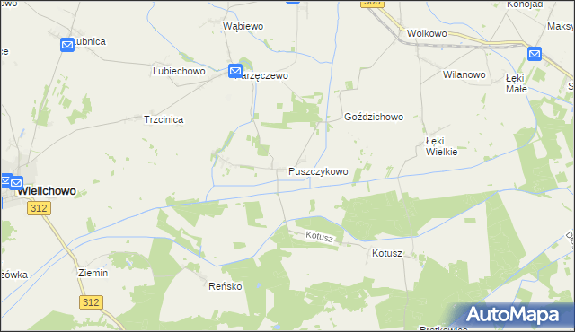 mapa Puszczykowo gmina Kamieniec, Puszczykowo gmina Kamieniec na mapie Targeo