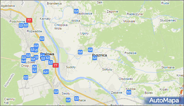 mapa Pysznica, Pysznica na mapie Targeo