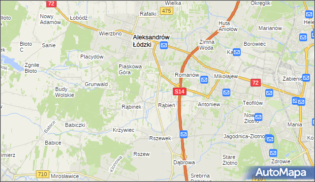 mapa Rąbień AB, Rąbień AB na mapie Targeo