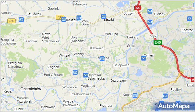 mapa Rączna, Rączna na mapie Targeo