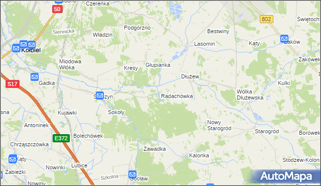 mapa Radachówka, Radachówka na mapie Targeo