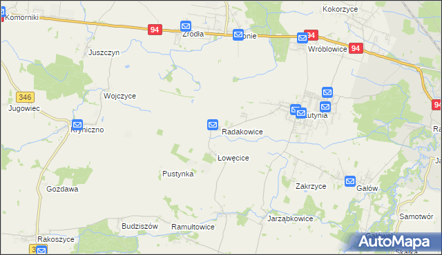 mapa Radakowice, Radakowice na mapie Targeo