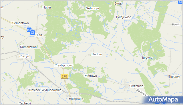 mapa Radom gmina Ryczywół, Radom gmina Ryczywół na mapie Targeo