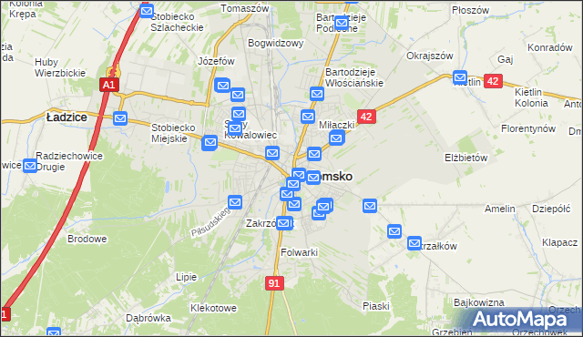 mapa Radomsko, Radomsko na mapie Targeo