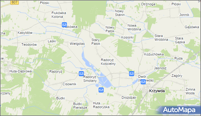 mapa Radoryż Kościelny, Radoryż Kościelny na mapie Targeo