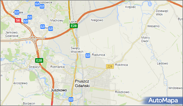 mapa Radunica, Radunica na mapie Targeo