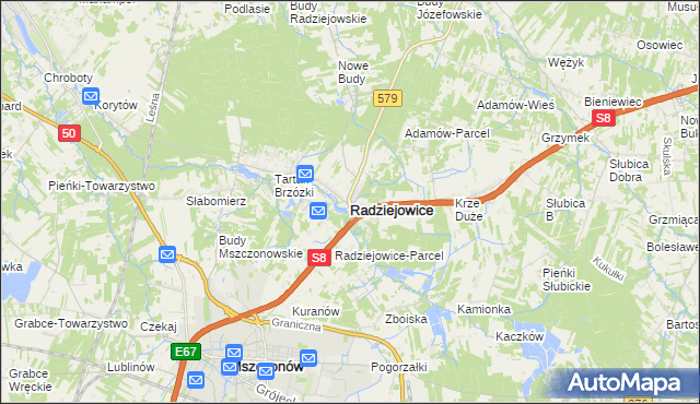 mapa Radziejowice, Radziejowice na mapie Targeo