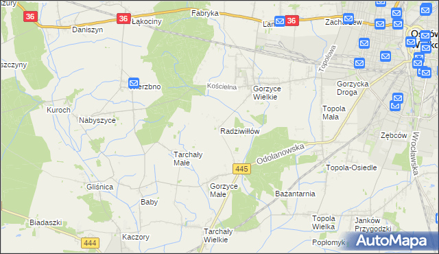 mapa Radziwiłłów gmina Ostrów Wielkopolski, Radziwiłłów gmina Ostrów Wielkopolski na mapie Targeo