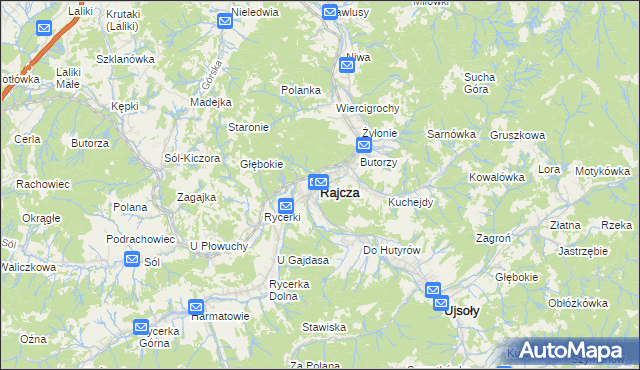 mapa Rajcza, Rajcza na mapie Targeo