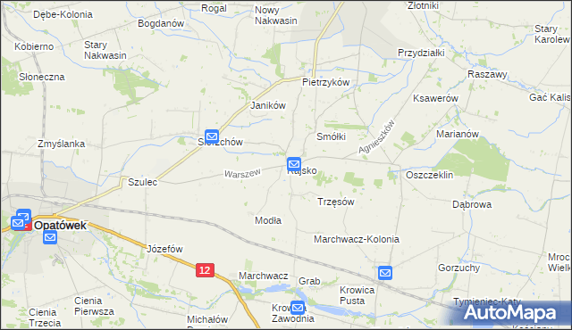 mapa Rajsko gmina Opatówek, Rajsko gmina Opatówek na mapie Targeo