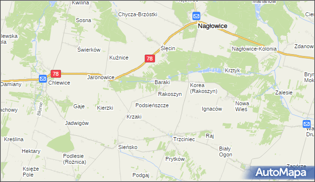 mapa Rakoszyn, Rakoszyn na mapie Targeo