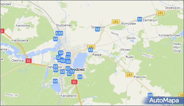 mapa Rataje gmina Chodzież, Rataje gmina Chodzież na mapie Targeo