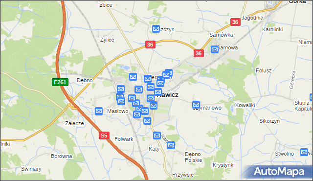 mapa Rawicz, Rawicz na mapie Targeo