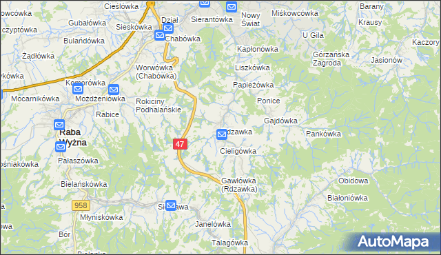 mapa Rdzawka, Rdzawka na mapie Targeo