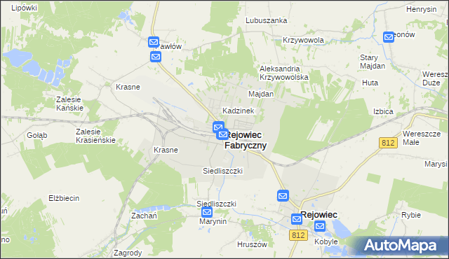 mapa Rejowiec Fabryczny, Rejowiec Fabryczny na mapie Targeo
