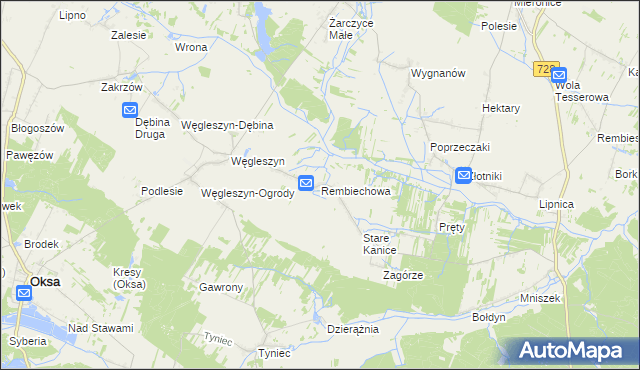 mapa Rembiechowa, Rembiechowa na mapie Targeo