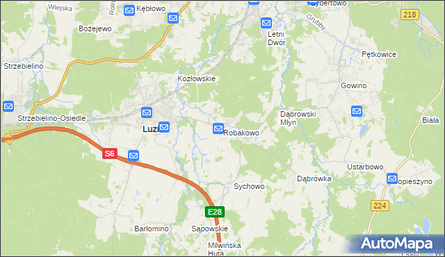 mapa Robakowo gmina Luzino, Robakowo gmina Luzino na mapie Targeo