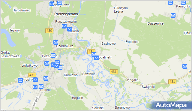 mapa Rogalinek, Rogalinek na mapie Targeo