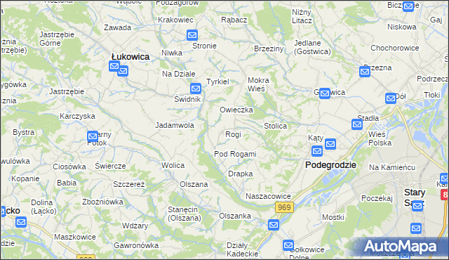 mapa Rogi gmina Podegrodzie, Rogi gmina Podegrodzie na mapie Targeo