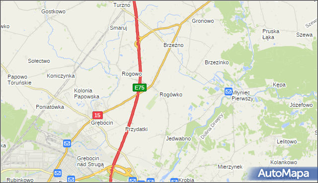 mapa Rogówko gmina Lubicz, Rogówko gmina Lubicz na mapie Targeo