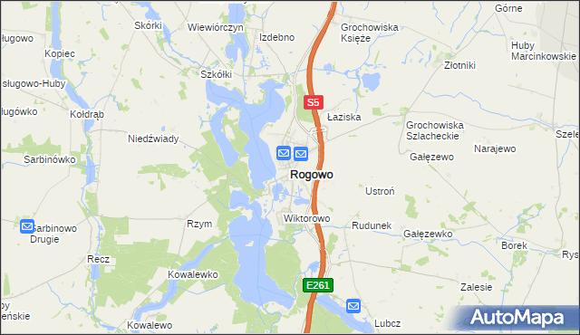mapa Rogowo powiat żniński, Rogowo powiat żniński na mapie Targeo