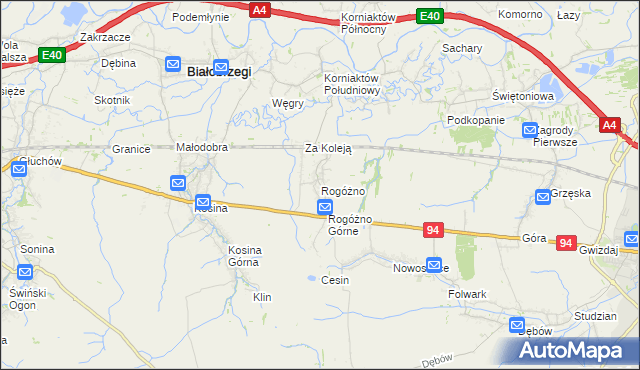 mapa Rogóżno, Rogóżno na mapie Targeo