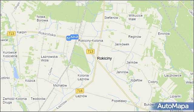 mapa Rokiciny powiat tomaszowski, Rokiciny powiat tomaszowski na mapie Targeo